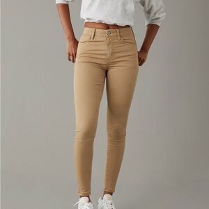 Beige AE Xtra Long Skinny Jeans